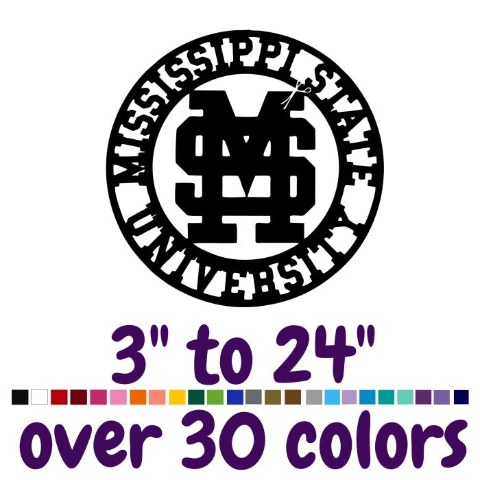 Mississippi State Bulldogs Vinyl Decal - Custom Size
