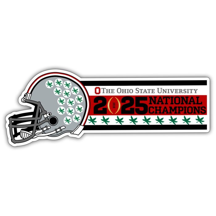 Ohio State Buckeyes - 2025 National Champions - Helmet with 9 buckeye leaves  - Full Color Vinyl Decal