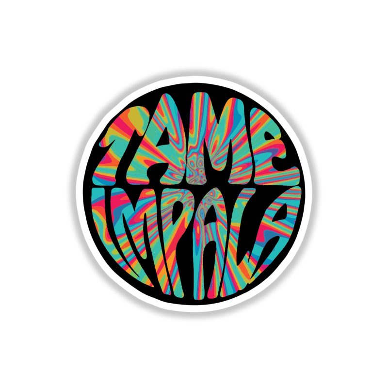 Tame Impala - Name in Circle - Black - Full Color Vinyl Sticker - Custom Size