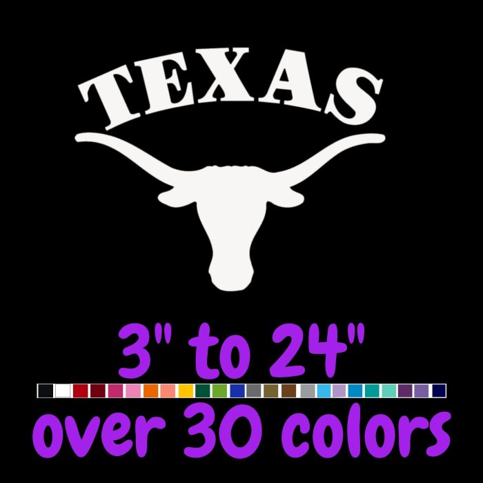 Texas Longhorns Vinyl Decal - Custom Size