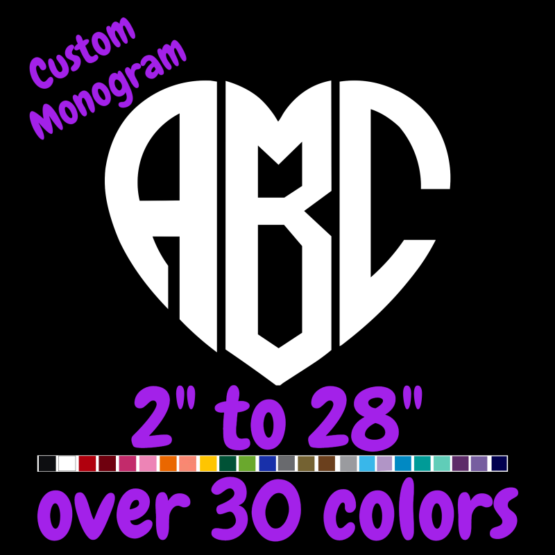 Custom Monogram Vinyl Sticker - Custom Size