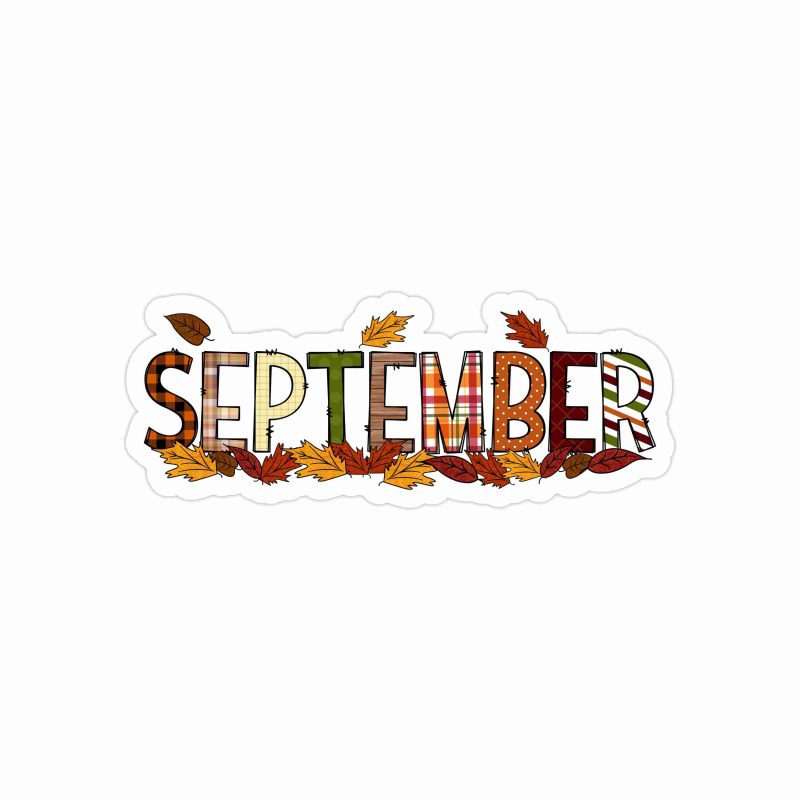 September - Month - Full Color Vinyl Decal - Custom Size