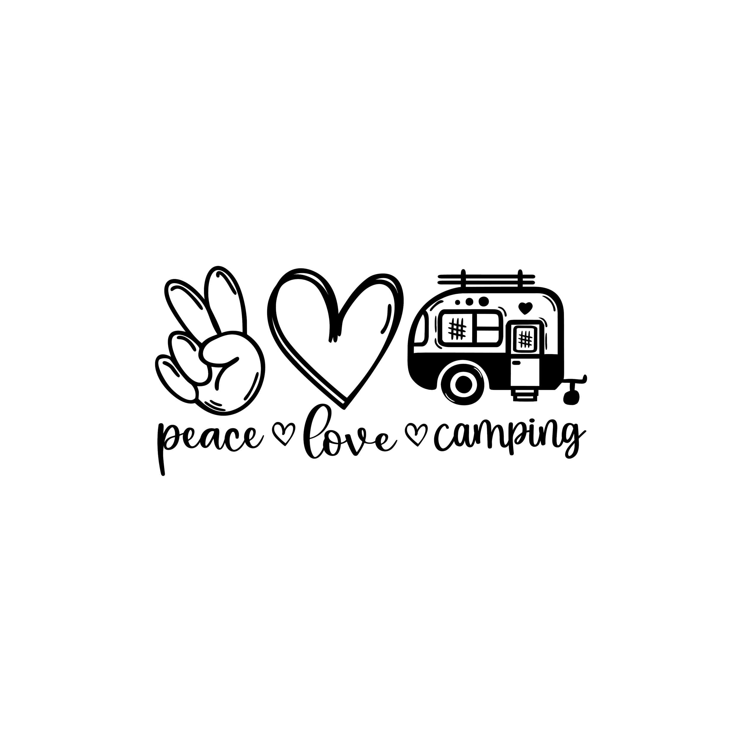 Peace Love and Camping Vinyl Decal - Custom Size