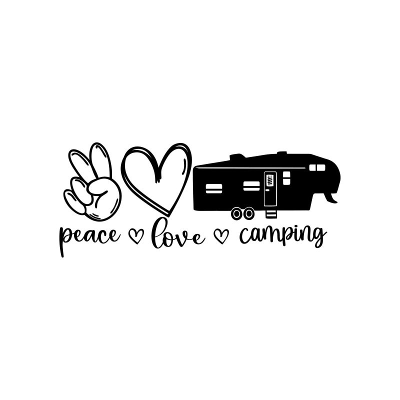 Peace Love Camping Vinyl Decal - Custom Size