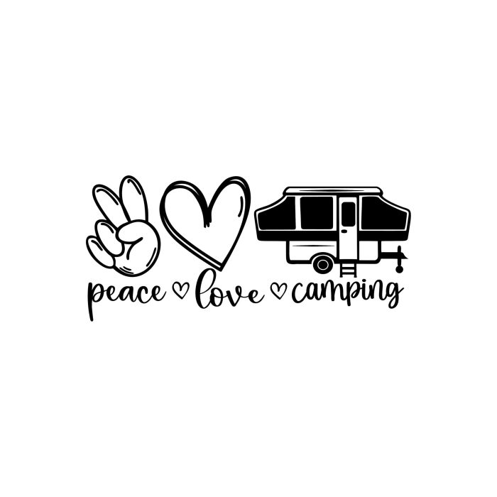 Peace Love and Camping Vinyl Decal - Custom Size