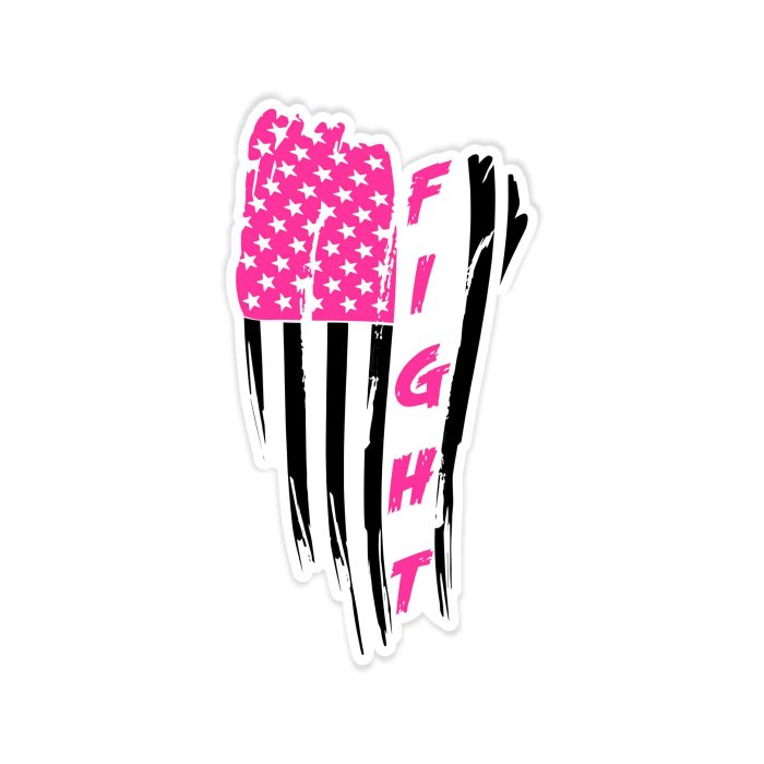Cancer Fight American Flag Full Color Vinyl Decal - Custom Size