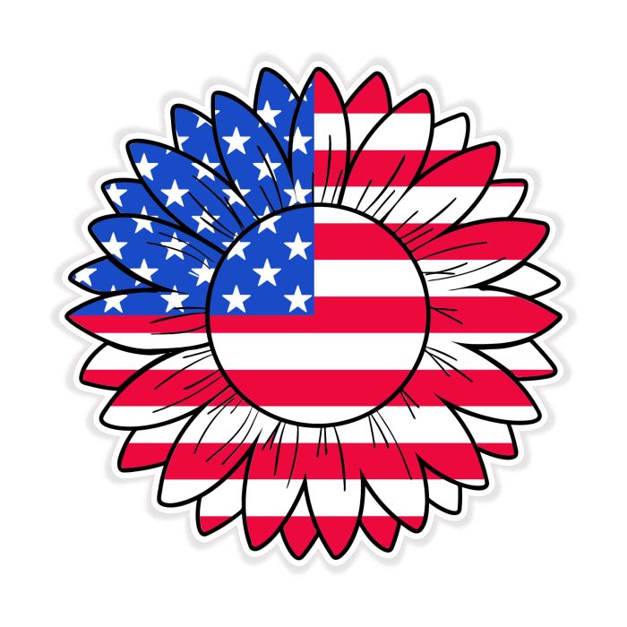 Sunflower American Flag  - Full Color Vinyl Decal