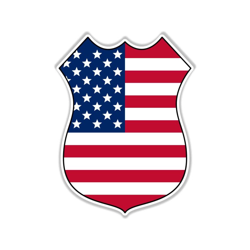 American Flag Shield Full Color Vinyl Decal - custom size