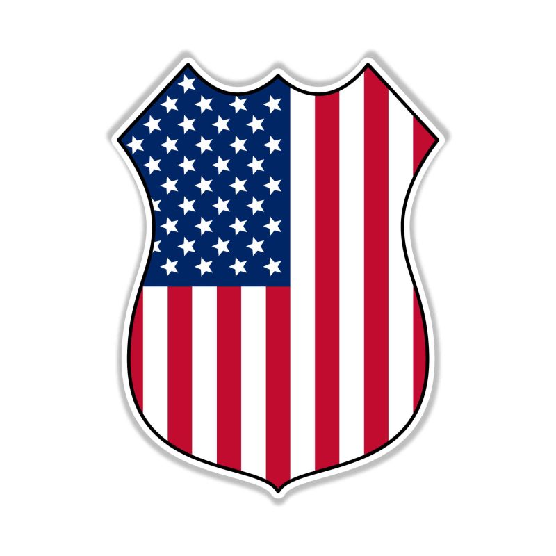 American Flag Shield Full Color Vinyl Decal - custom size