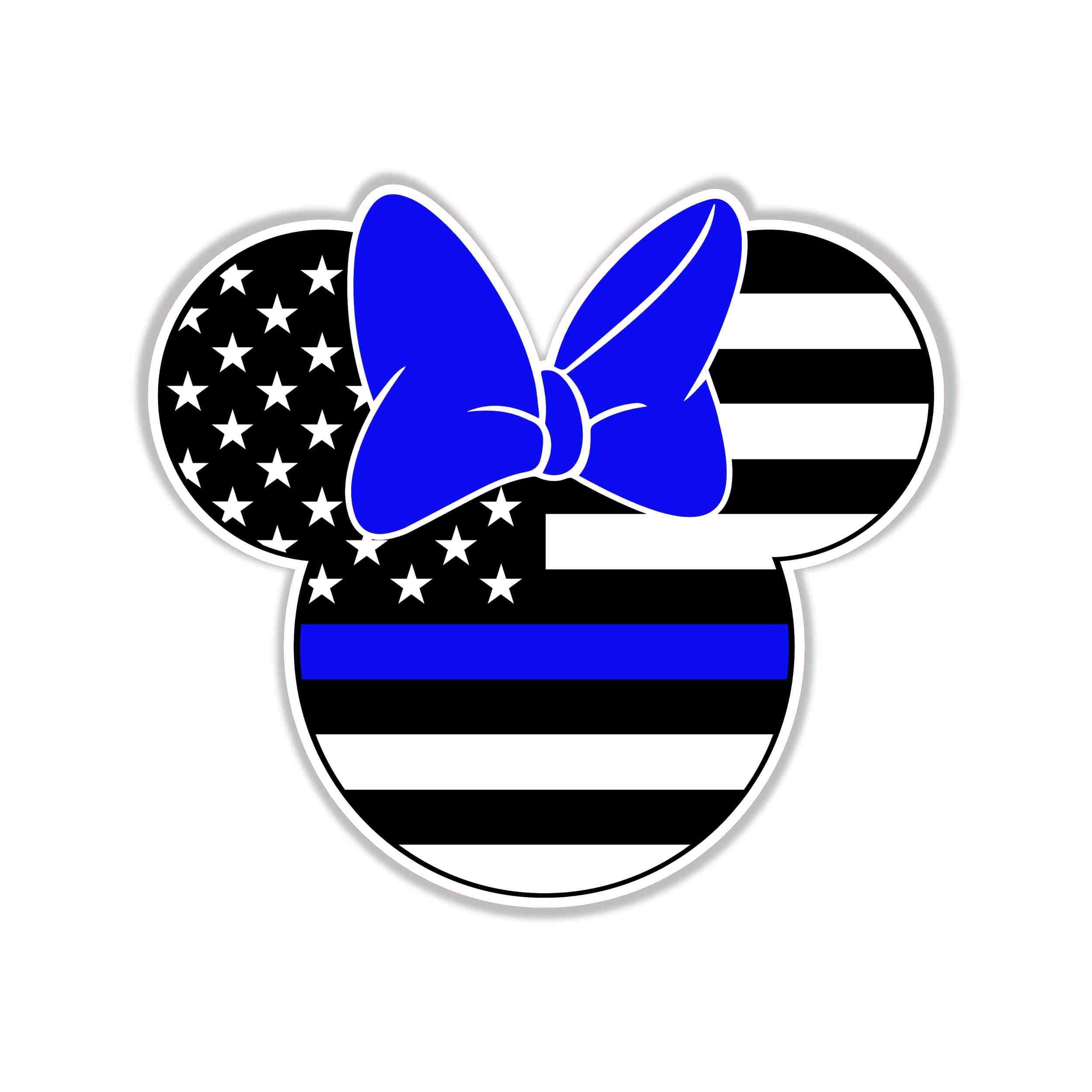Blue Line American Flag Minnie - Full Color Vinyl Decal - custom size