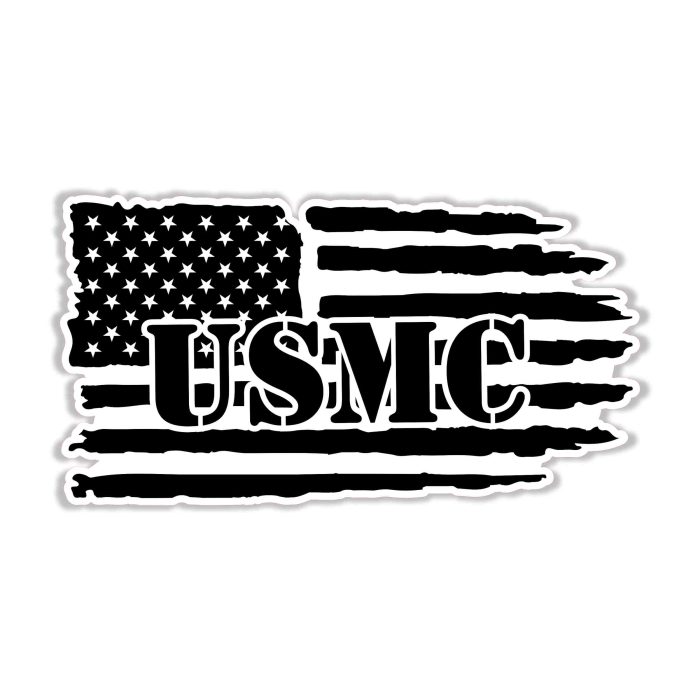 USMC American Flag Vinyl Decal - Custom Size