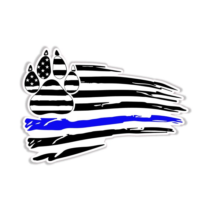 Distressed Blue Line American Flag - Full Color Vinyl Decal - custom size
