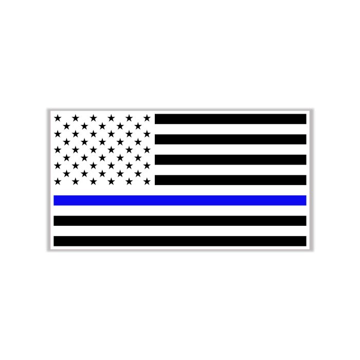 Blue Line American Flag Full Color Vinyl Decal - custom size
