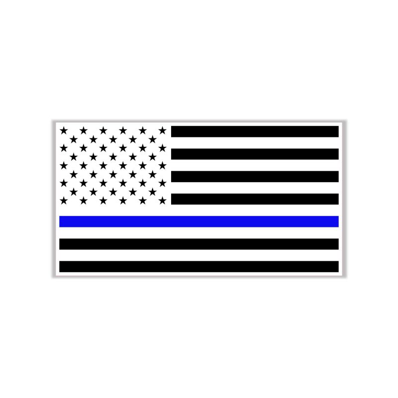 Blue Line American Flag Full Color Vinyl Decal - custom size
