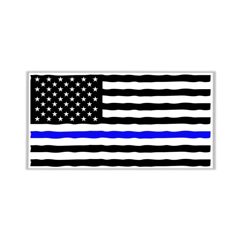 Blue Line American Flag Full Color Vinyl Decal - custom size