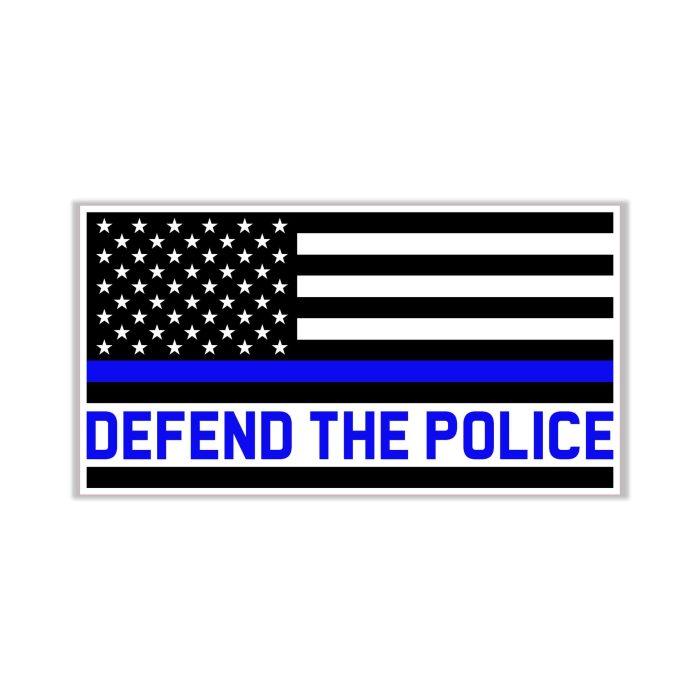 Blue Line American Flag- Defend the Police - Full Color Vinyl Decal - custom size