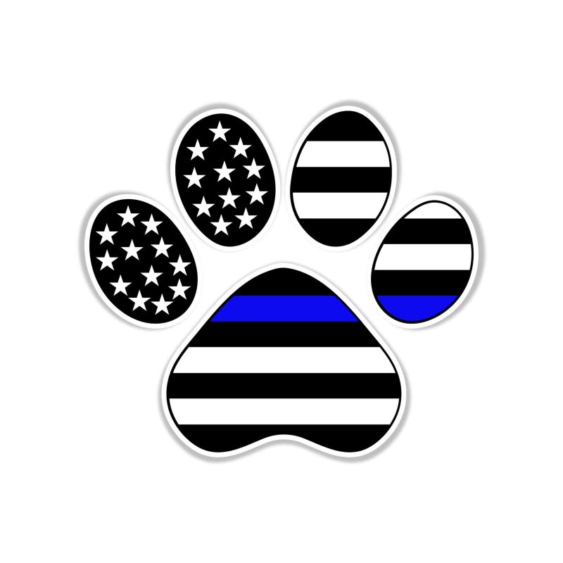 Blue Line American Flag Paw - Full Color Vinyl Decal - custom size