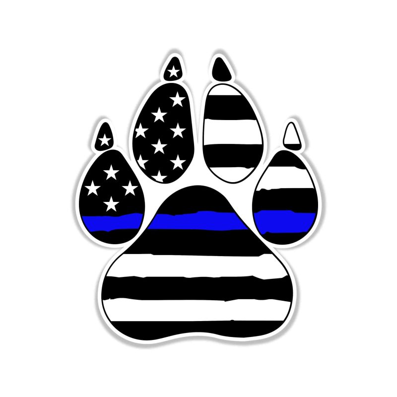 Blue Line American Flag Paw - Full Color Vinyl Decal - custom size