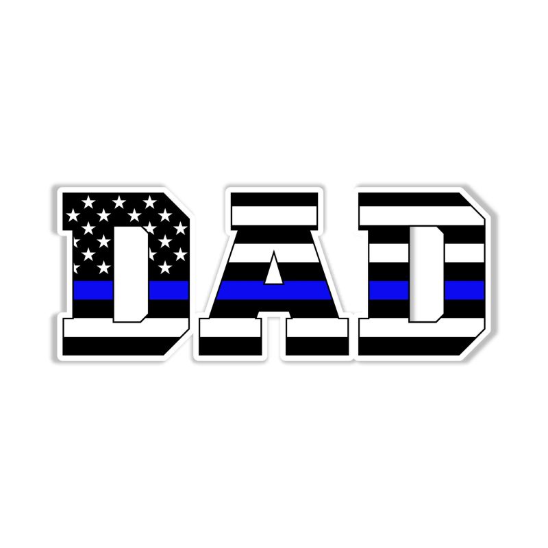 Dad Blue Line American Flag Full Color Vinyl Decal - custom size