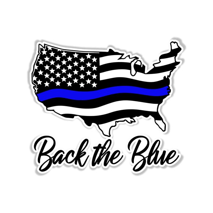 Back The Blue Flag - Full Color Vinyl Decal - custom size