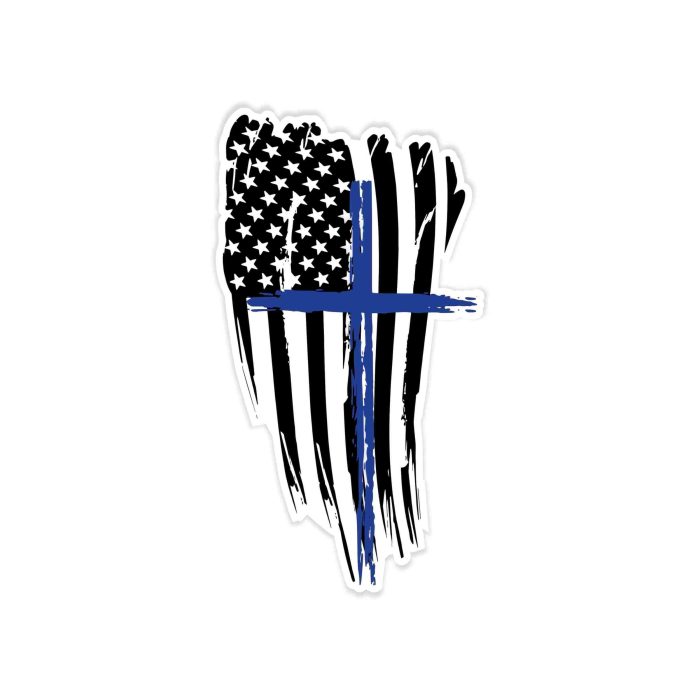 Blue Cross American Flag Full Color Vinyl Decal - custom size