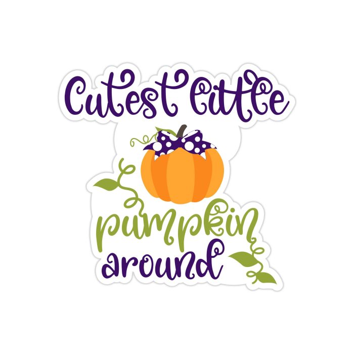 Cutest Little Pumpkin Around Full Color Vinyl Decal - Custom Size