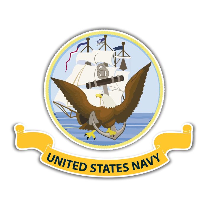 Navy Flag Crest Full Color Vinyl Decal - custom size