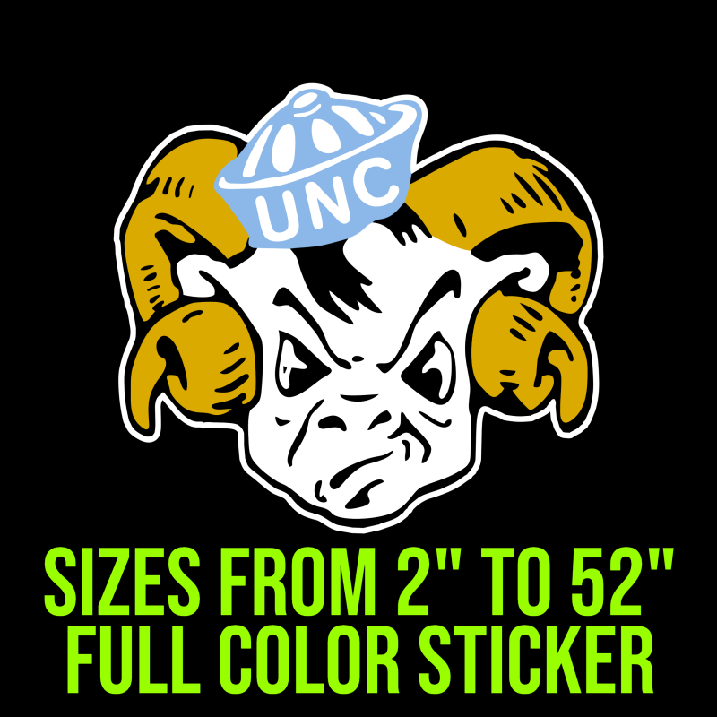 North Carolina Tar Heels Full Color Vinyl Decal - Custom Size