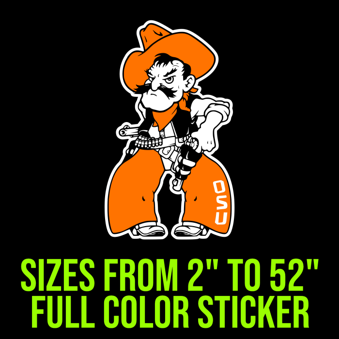 Oklahoma State University Cowboys Full Color Vinyl Decal - Custom Size