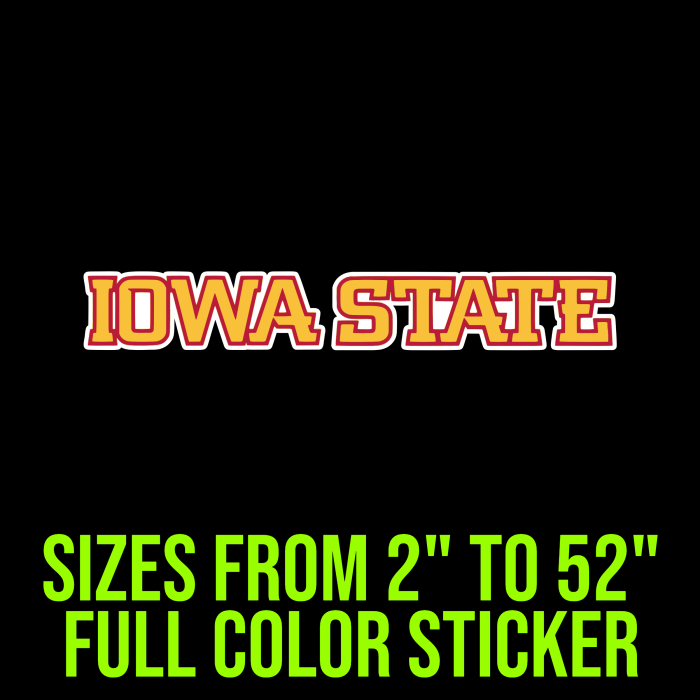 Iowa State Cyclones Full Color Vinyl Decal - Custom Size