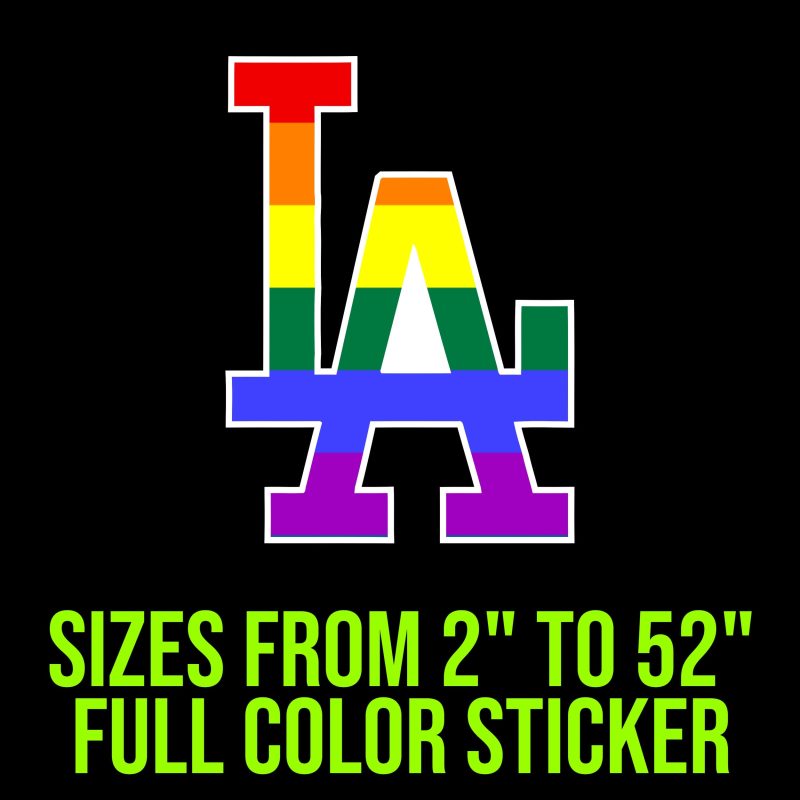 Los Angeles Dodgers - Rainbow LA - Full Color Vinyl Sticker - Custom Size