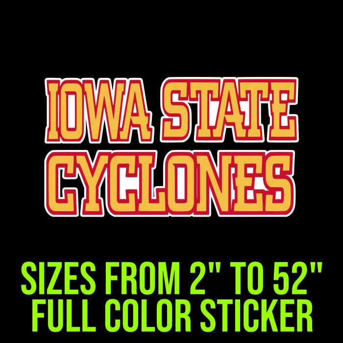 Iowa State Cyclones Full Color Vinyl Decal - Custom Size