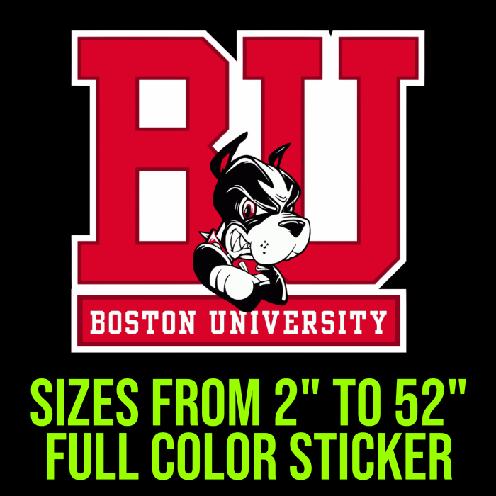 Boston University Terriers Full Color Vinyl Decal - Custom Size