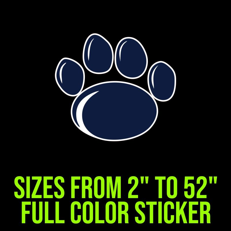 Penn State Nittany Lion Paw - Full Color Vinyl Decal - Custom Size