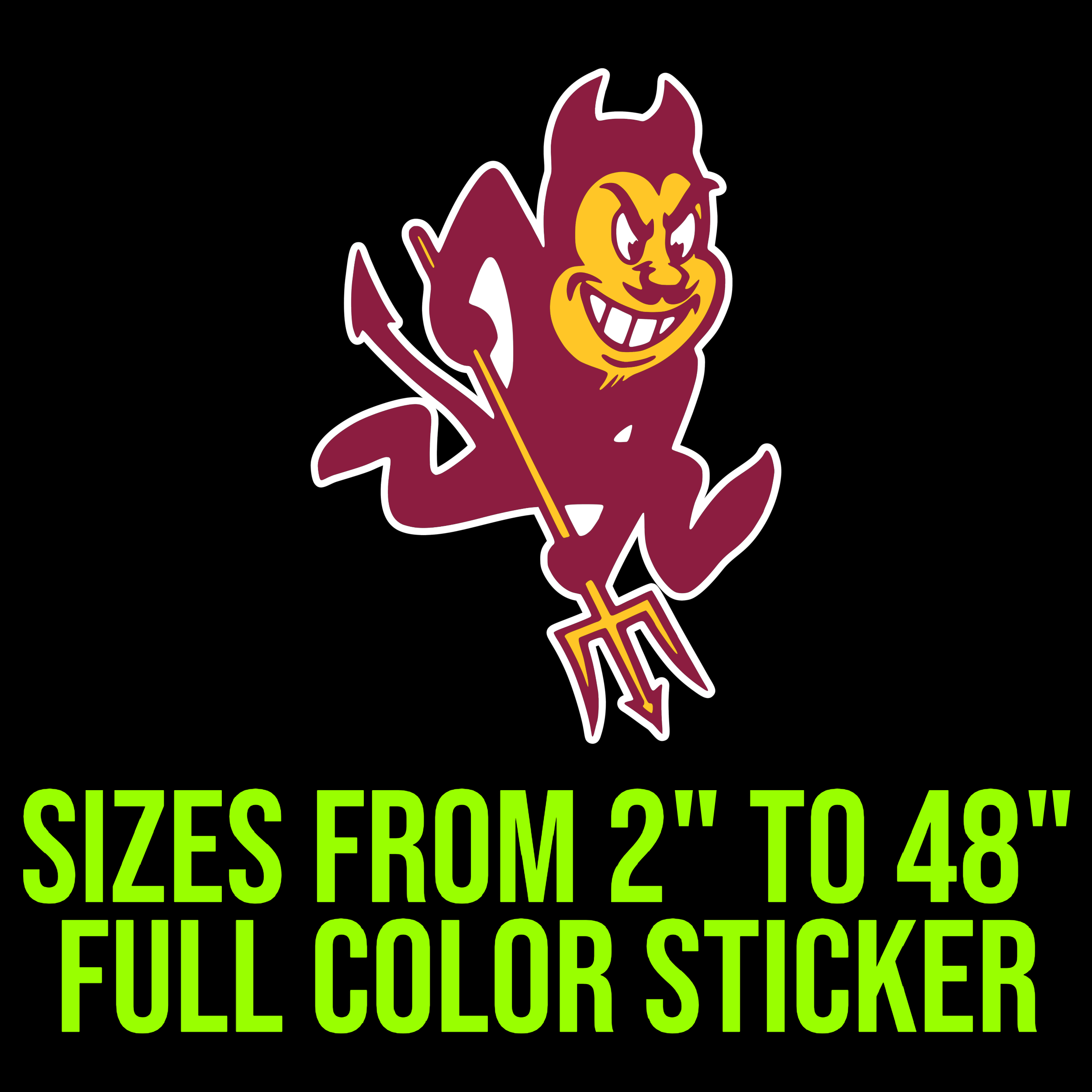 Arizona State Sun Devils Full Color Vinyl Decal - Custom Size