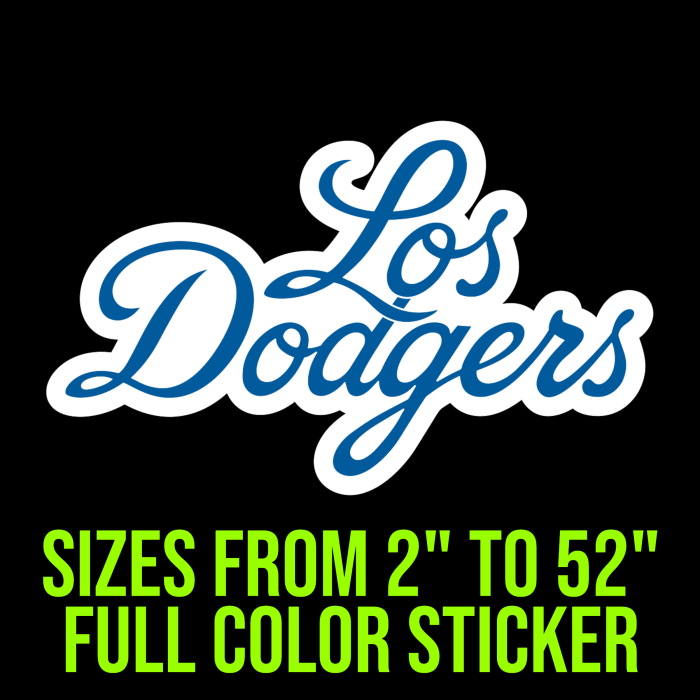 Los Angeles Dodgers - Cursive Los Dodgers - Full Color Vinyl Sticker - Custom Size