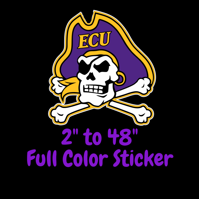ECU Pirates Full Color Vinyl Decal - Custom Size