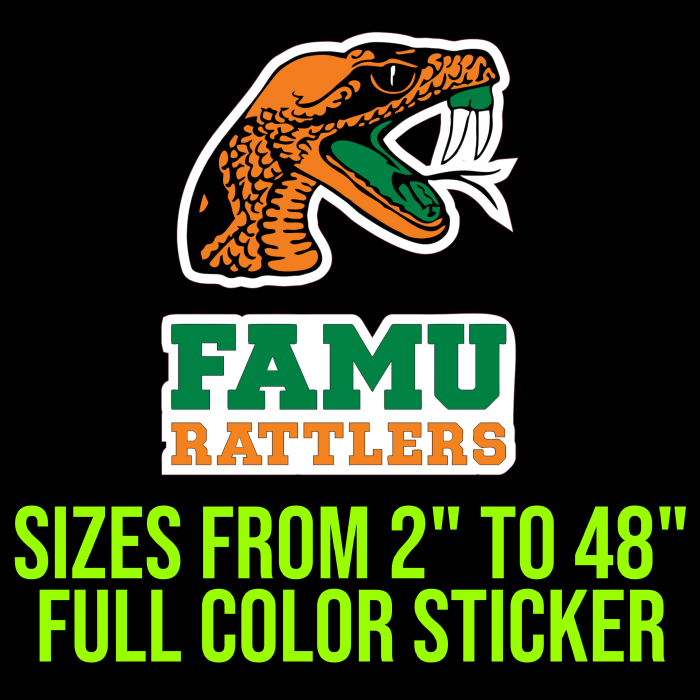 FAMU Rattlers Full Color Vinyl Decal - Custom Size