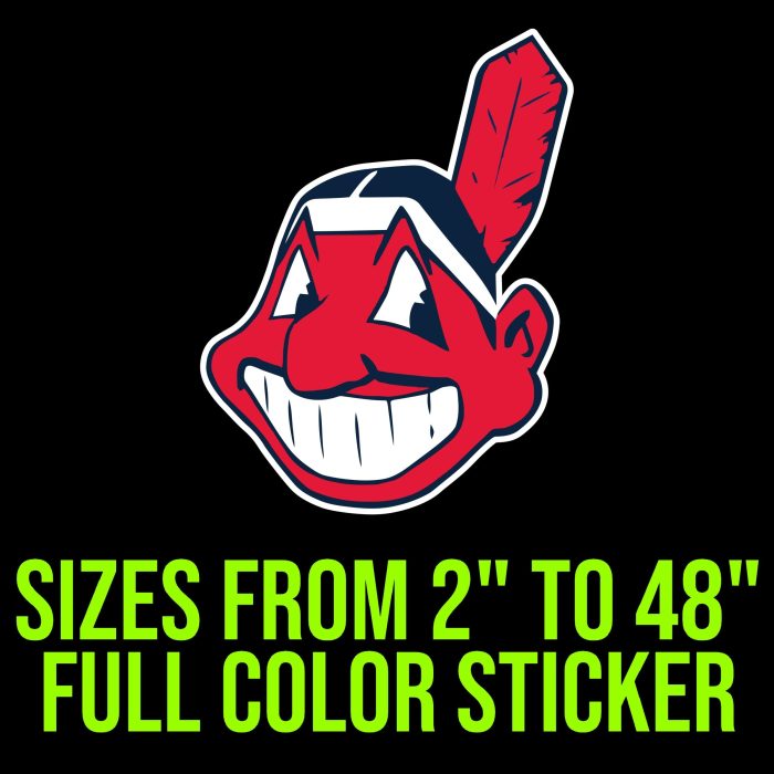 Cleveland Indians - Chief Wahoo - Full Color Vinyl Sticker - Custom Size
