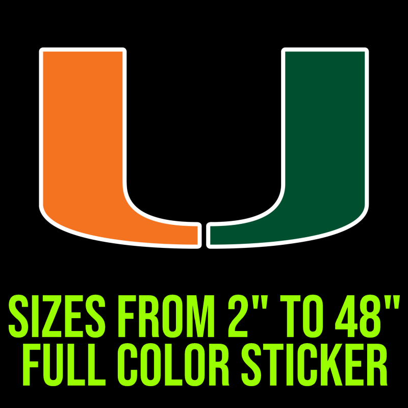 Miami Hurricanes Full Color Vinyl Decal - Custom Size