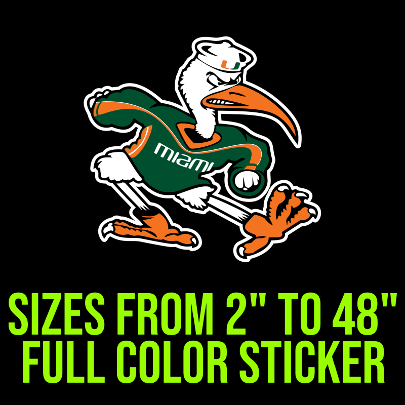 Miami Hurricanes Full Color Vinyl Decal - Custom Size