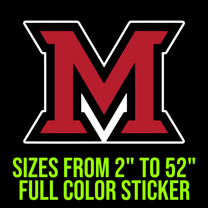 Miami of Ohio Full Color Vinyl Decal - Custom Size