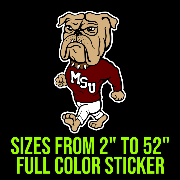 Mississippi State Bulldogs Full Color Vinyl Decal - Custom Size