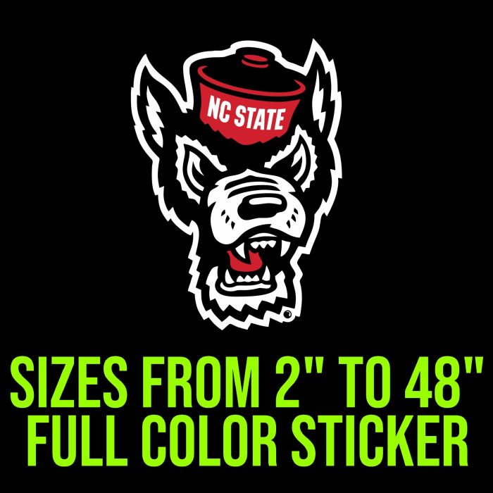 NC State Wolfpack Full Color Vinyl Decal - Custom Size