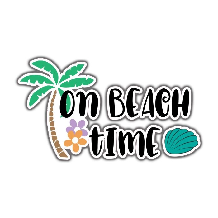 On Beach Time - Full Color Vinyl Decal