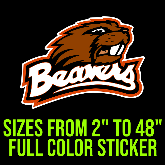 Oregon State Beavers Full Color Vinyl Decal - Custom Size