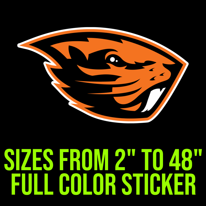 Oregon State Beavers Full Color Vinyl Decal - Custom Size