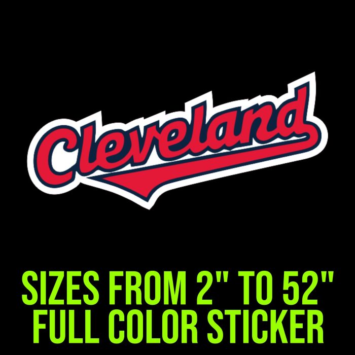 Cleveland Indians - Cleveland Cursive - Full Color Vinyl Sticker - Custom Size