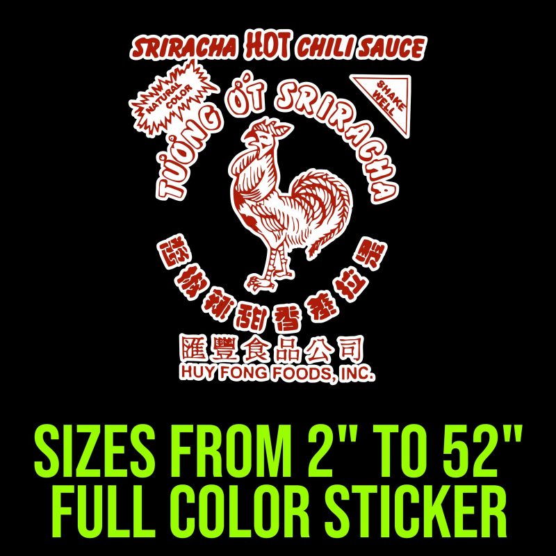 Sriracha Full Color Vinyl Decal - Custom Size