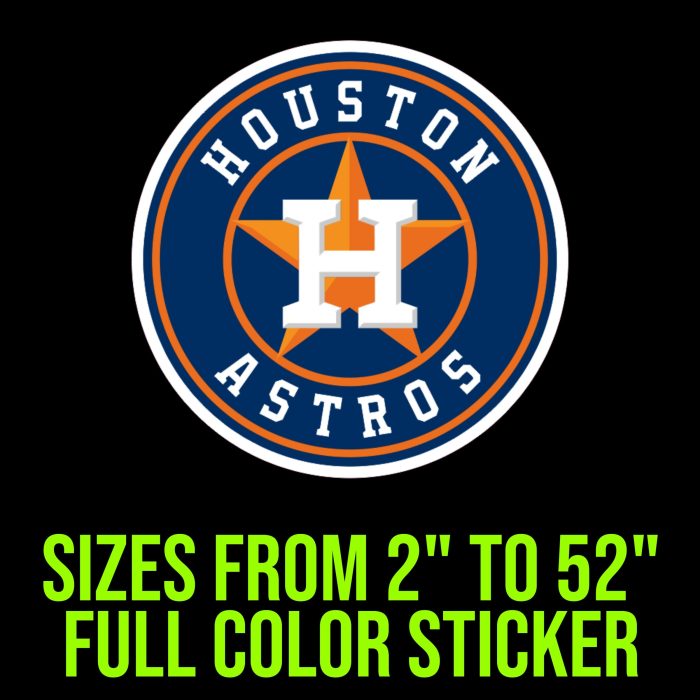Houston Astros - Blue Circle With Name - Full Color Vinyl Sticker - Custom Size